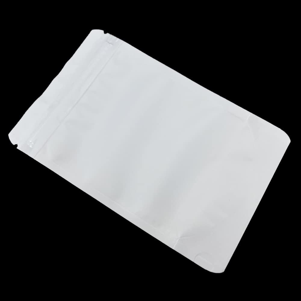 PABCK 50 Pieces 4.3x6.3 inch(Inside Size 3.5x3.9 inch) Stand-Up Resealable Heat Seal Bags 3.55mil Thick Frosted White Foil Sealed Bags for Zip Packaging Lock Food Storage Pouch