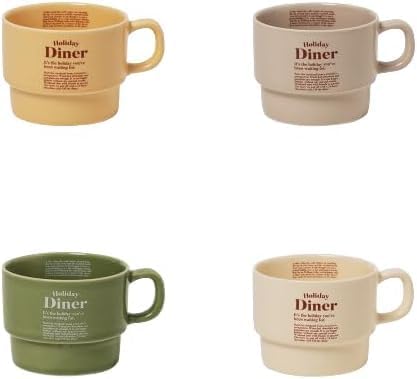 momur Weekend 7 Diner Cup Gift Set (2 Cups) – Vintage Butter-Glaze Ceramic Mugs, Microwave & Dishwasher Safe – Ideal Holiday or Housewarming Gift (Cheese + Broccoli)