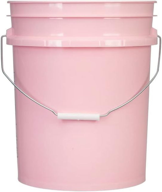 House Naturals 5 Gallon Pink Food Grade Plastic Storage Bucket (Pack of 3) Made in USA (Pink Buckets Without Lids)