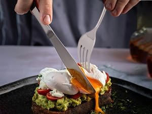 24-Piece Silverware Set Flatware Cutlery Set Service for 4, Durable Stainless Steel Tableware in Ergonomic Design Size and Weight, Kitchen Utensil Sets with Steak Knives, Rust-proof, Dishwasher Safe