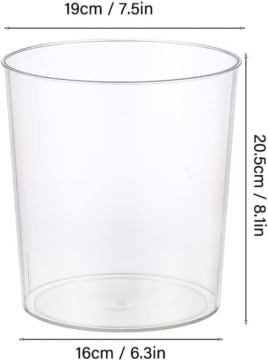 Bathroom Trash Can 7.5 x 6.3 x 8.1 Inch Small Trash Can Plastic Wastebasket Large Capacity Clear Round Garbage Can for Bathroom Bedroom Office Kitchen Dorm Room (M)