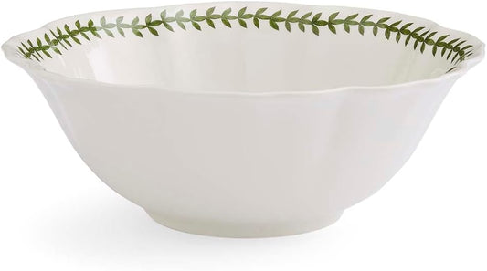 Portmeirion Botanic Garden Lotus Salad Bowl - Flower Shape, Scalloped Rim, Floral Spanish Gum Design with Butterflies - 10.5" Porcelain Dish, Laurel Leaf Border - Oven, Microwave, Dishwasher Safe