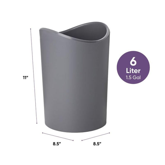 Superio MIni Bathroom Trash Can with Lid, Modern Grey Mini Waste Bin with Swing Lid (1 1/2 Gallon, 6 Liter) Plastic Garbage Can for Kitchen, Bathroom, Bedroom, Office, Under Desk (1, Grey)