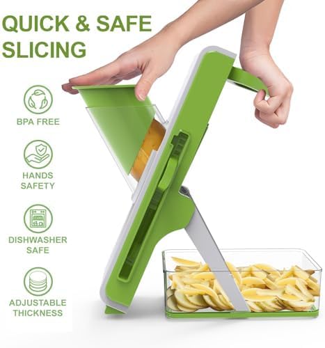 Mandoline Slicer for Kitchen, Mandoline Slicer Safe Multifunctional Dicer Adjustable Commercial Slicer Machine Stainless Steel Chopper