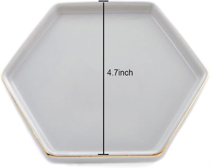 4.7 inch Ceramic Jewelry Dish Tray, Small Ring Holder Dish, Gray Catch All Trinket Tray for Keys Rings Earrings