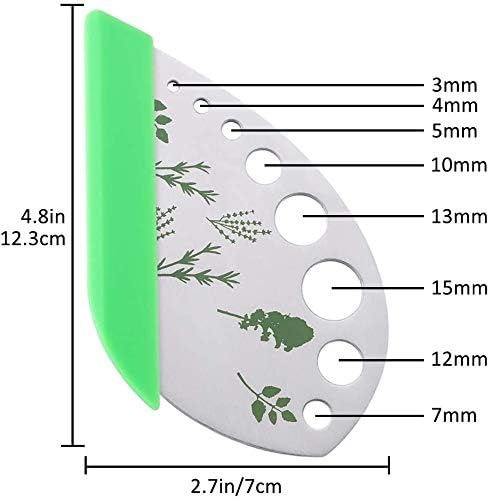 Herb Stripper, Jiaedge Green 9 holes Stainless Steel Kitchen Herbs Leaf Stripping Tool, Metal Herb Peeler for Kale, Collard Greens, Thyme, Basil, Rosemary Stripper