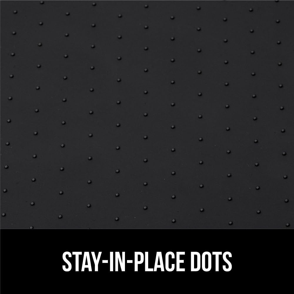 GORILLA GRIP Waterproof Silicone Under Sink Mat with Raised Lip for Kitchen and Bathroom, 28 x 22 in, Cabinet Shelf Liner Stay in Place Mats Dishwasher Safe Drawer Liner, Organizer Tray, Black