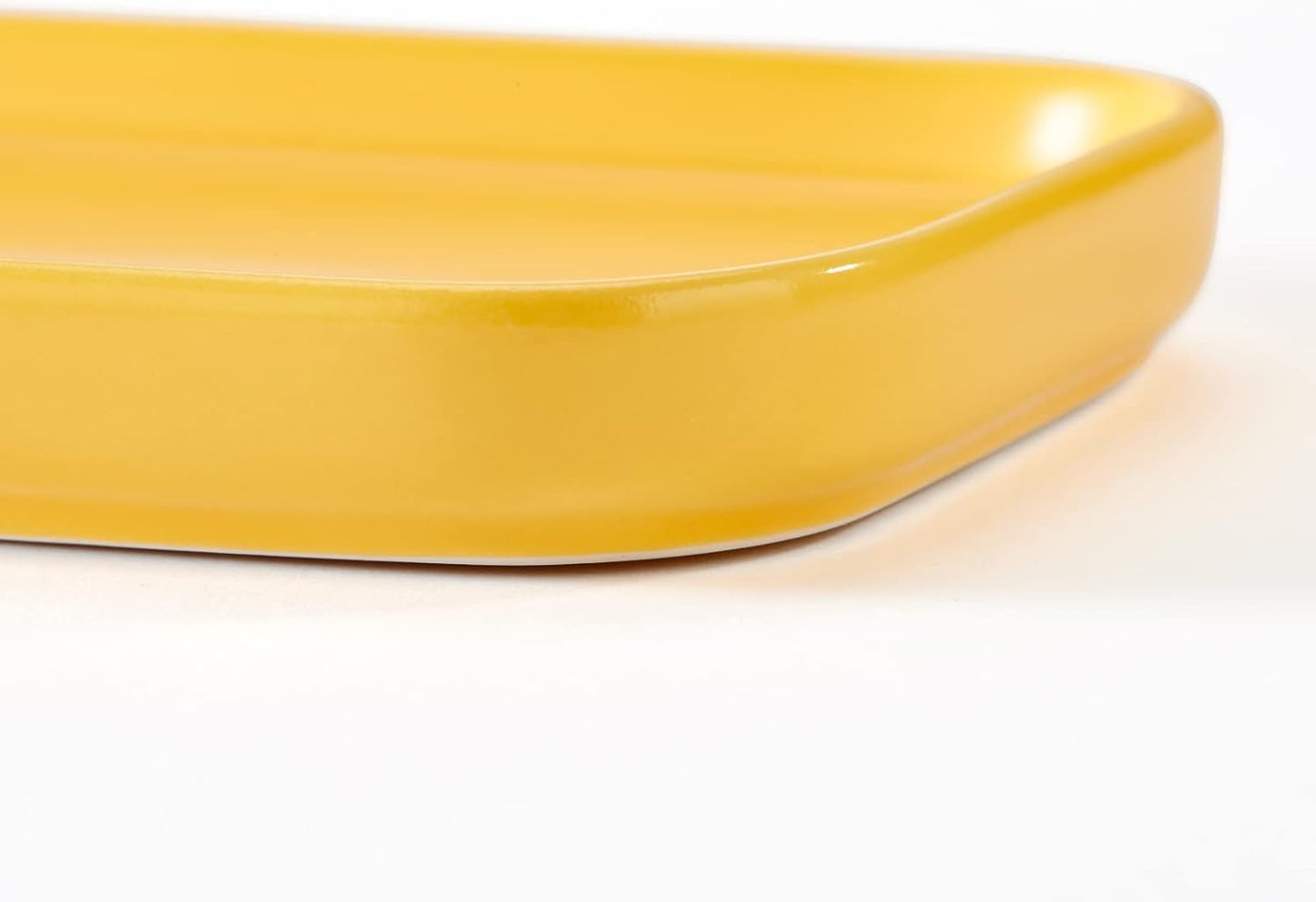 Ceramic Bathroom Tray,Kitchen Sink Organizer Tray,Cosmetics Holder,Vanity Trays,Candle Tray,Dessert Plate,Simple Style Rectangle Tray for Dessert Fruit Jewelry Perfume Soap Succulents Plant (Yellow)