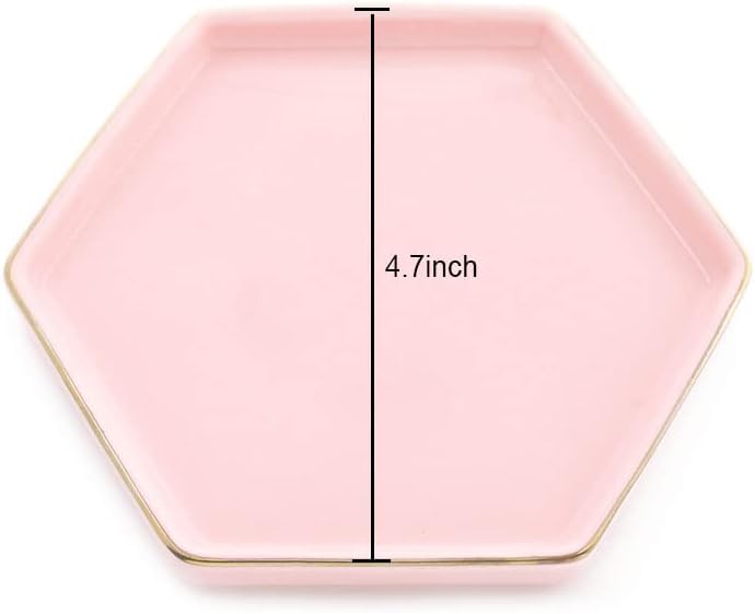 4.7 inch Ceramic Jewelry Dish Tray, Small Ring Holder Dish, Pink Catch All Trinket Tray for Keys Rings Earrings