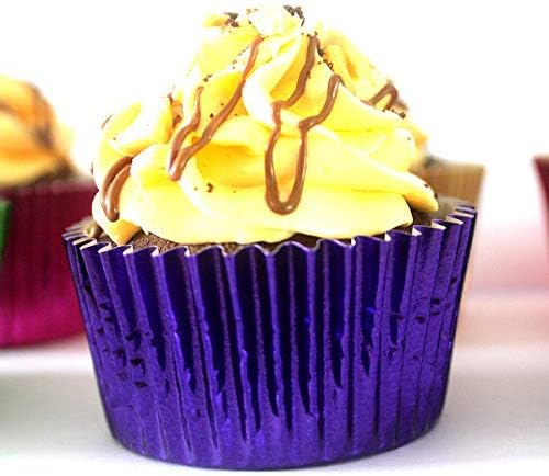 Eoonfirst Dark Purple Foil Cupcake Case Liners Valentine's Day Baking Muffin Paper Cups 200 Pcs