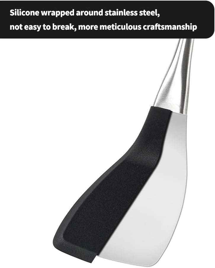 JULIPRO 2 Pack Silicone spatula set,Turner,kitchen utensils, cooking utensils,Ideal Cookware for Fish, Eggs, Pancakes,silicone spatula set