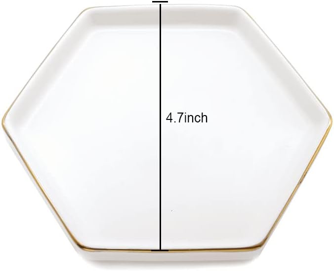 4.7 inch Ceramic Jewelry Dish Tray, Small Ring Holder Dish, White Catch All Trinket Tray for Keys Rings Earrings