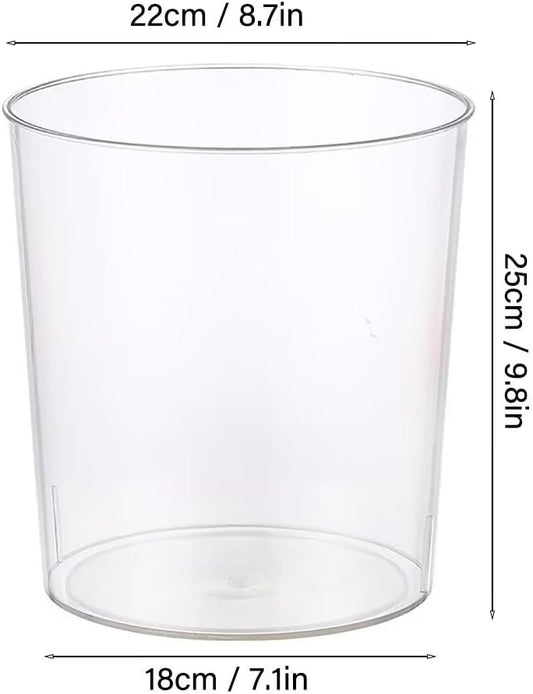 Bathroom Trash Can 8.7 x 7.1 x 9.8 Inch Small Trash Can Plastic Wastebasket Large Capacity Clear Round Garbage Can for Bathroom Bedroom Office Kitchen Dorm Room (L)