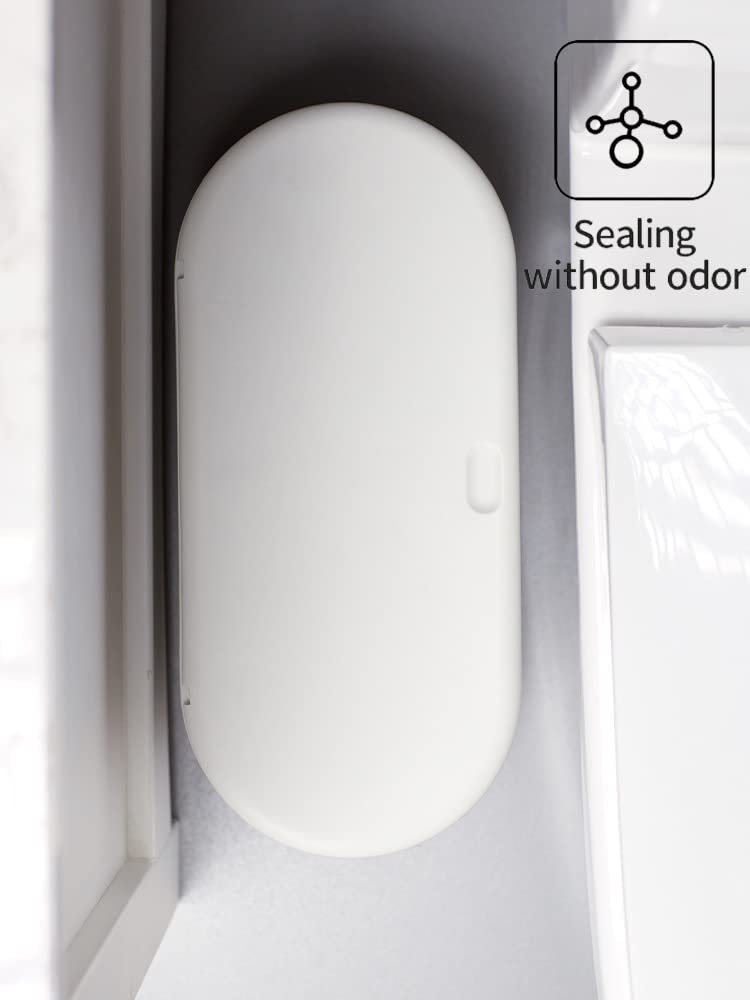 White Slim Rectangular Plastic Trash Can with Press Type Lid,12 Liter / 3.2 Gallon Narrow Trash Bin with Pop-up Lid for Toilet,Bedroom,Bathroom,Office,Kitchen,Powder Room