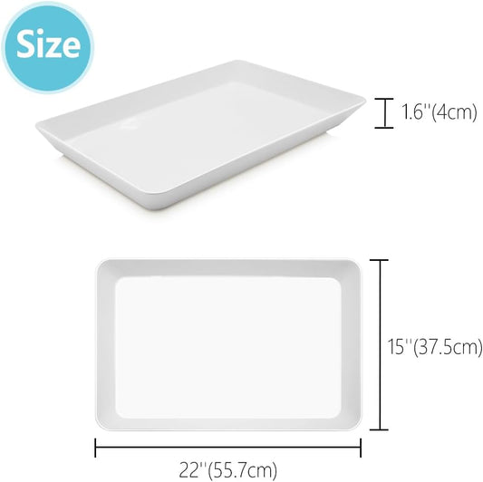 Serving Tray Platter, 22'' x 15'' x 1.6'', 2 Pcs Food Tray for Veggie Fruit Snack Dessert Cookie Cheese, Food Trays for Party Supplies Display, Large Platters for Serving Food, BPA Free