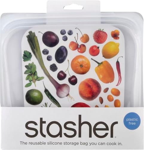 Stasher Premium Silicone Reusable Food Storage Sandwich Bag, Clear, Microwave, Sous Vide, Dishwasher, Oven and Freezer Safe, BPA Free, Leak-free, Eco-friendly, 28 Oz (Pack of 2)