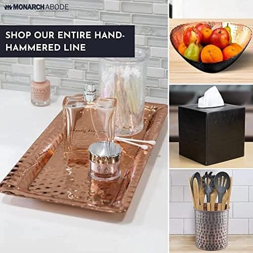 Monarch Abode Hand Hammered Metal Serving Tray, 16-Inch Nickel Finish – Rectangle Serving Platter, Large Serving Tray for Party, Fruit Platter, Dessert Trays, Serving Dishes