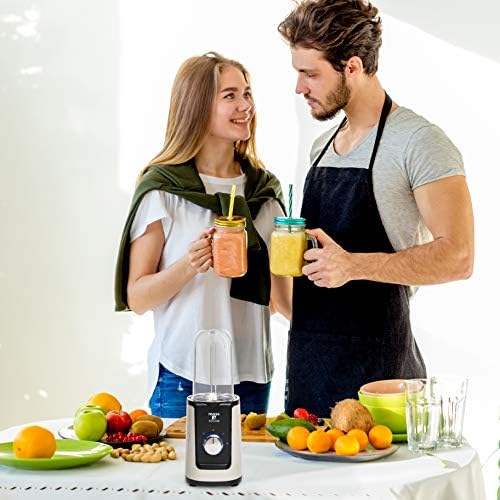 Moss & Stone MiniSmoothie Blender, Compact Personal Blender with Additional Cups Bullet Shape For Frozen Drinks, To-Go Portable Cups with Lids, Juice & Smoothie Maker