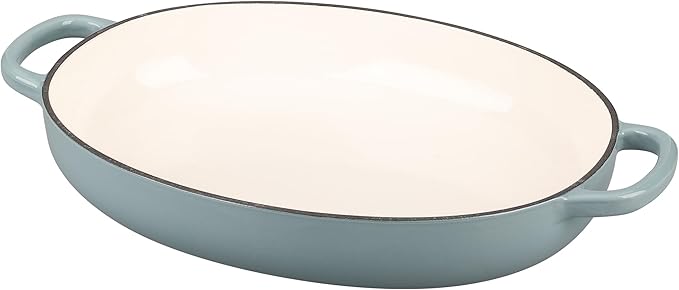 Enameled Oval Cast Iron Dutch Oven Pot with Lid, Bread Dutch Oven for Sourdough Bread Baking, 6QT, Seasalt