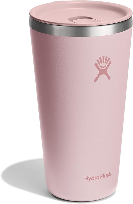 Hydro Flask All Around Tumbler Press-in Lid, Insulated Travel Mug, Stainless Steel Coffee Cup 28 Oz Tonal Trillium Pink