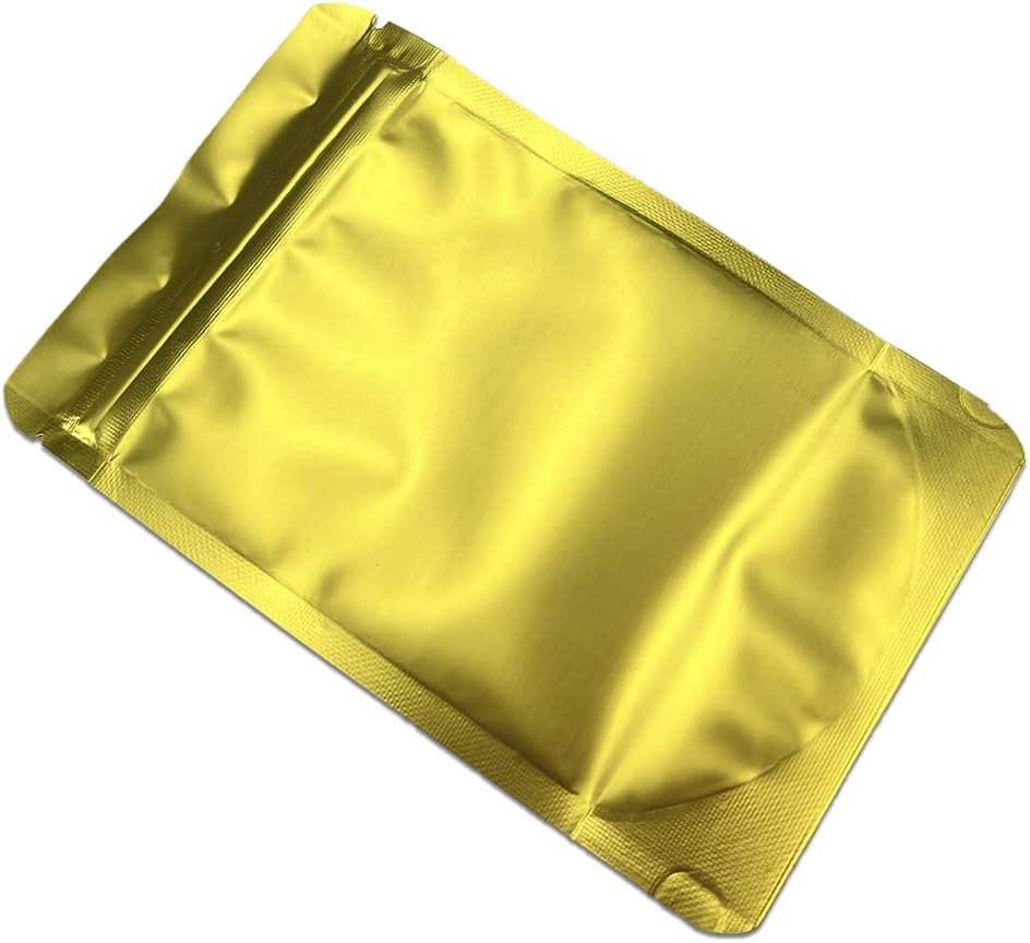 PABCK 50 Pieces 3.35x5.1 inch (Inside Size 2.95x3.15 inch) Stand-Up Resealable Heat Seal Bags 3.55mil Thick Frosted Gold Foil Sealed Bags for Zip Packaging Lock Food Storage Pouch