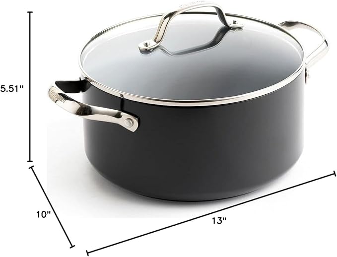 GreenPan Valencia Pro Hard Anodized Healthy Ceramic Nonstick 5QT Stock Pot with Lid, PFAS-Free, Induction, Dishwasher Safe, Oven Safe, Gray