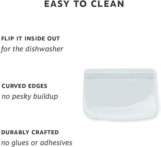 W&P Porter Silicone Reusable Storage Bag, Sandwich (10oz Flat), Mint, Food Storage Container, Microwave and Dishwasher Safe, Easy Cleaning