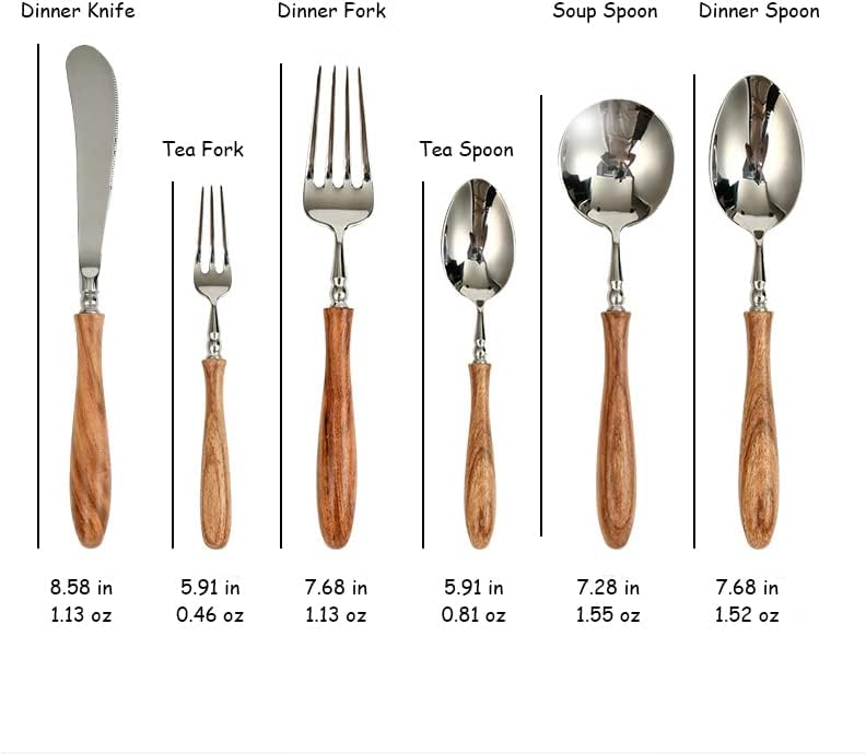 4 Pcs Flatware Set with Wood Handle, 304 Stainless Steel Silverware Cutlery Set for 1, Protable Tableware Set for Travel And Champing, Eating Utensils with Knife Fork Spoon