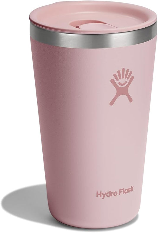 Hydro Flask All Around Tumbler Press-In Lid, Insulated Travel Mug, Stainless Steel Coffee Cup 16 Oz Trillium Pink