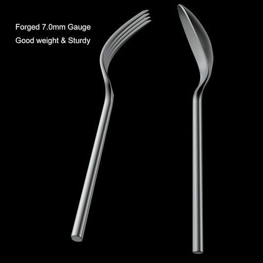 Alata Potter 40-Piece Forged Silverware Set, Service for 8 – Premium Stainless Steel Flatware Set, Modern Design with Satin Finish, Ideal for Home, Kitchen, Party, Camping