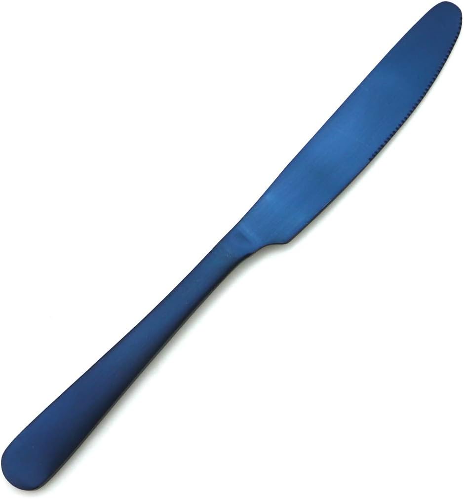 JASHII Modern Royal 5 Pcs Matte Blue 18/10 Stainless Steel Utensils Cutlery Dinnerware Set w/Straw, Knife Fork and Spoon Flatware Set for Wedding Festival Christmas Party Service for 1