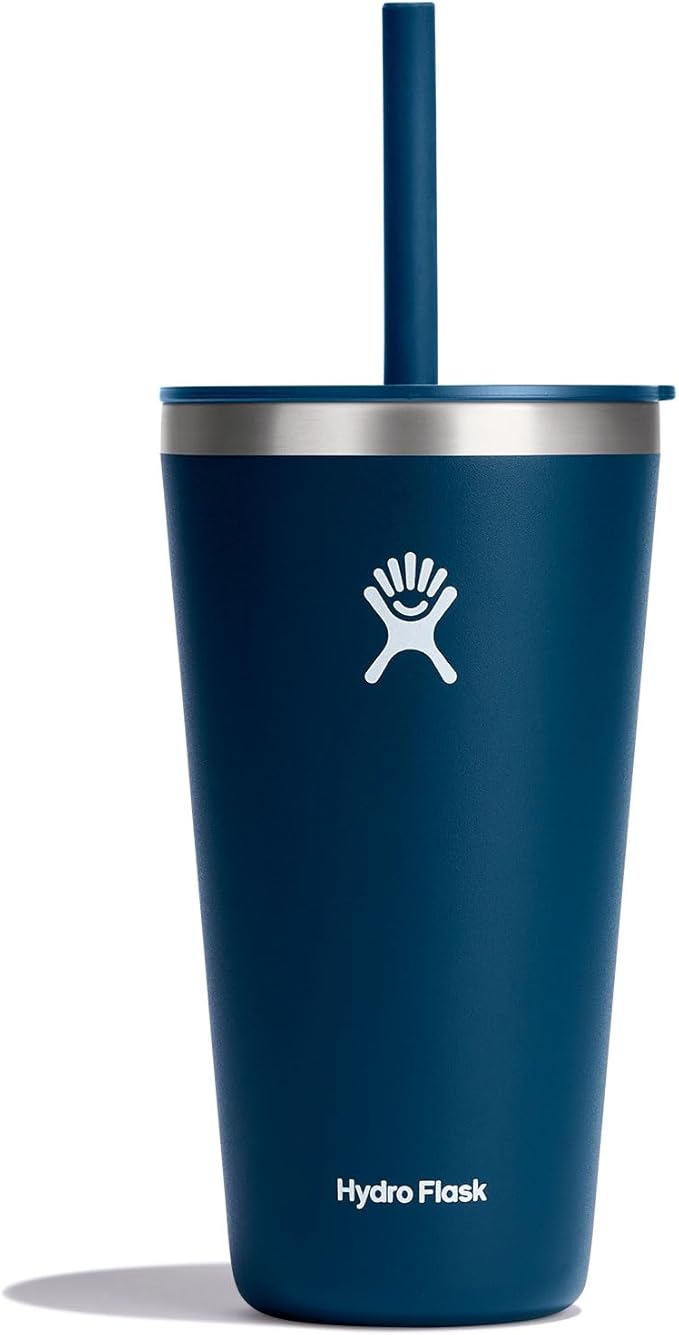 Hydro Flask All Around Tumbler Straw Lid, Insulated Travel Mug, Stainless Steel Coffee Cup 28 Oz Indigo