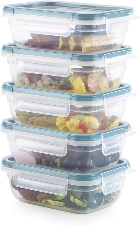 Snapware Total Solutions (5-Pack, 3 Cup) Plastic Food Storage Containers Set, Airtight & Leakproof Locking BPA-Free Lids Tupperware, Freezer Dishwasher Microwave Safe