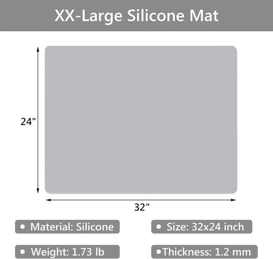 Gartful 2 Pack Silicone Mats for Countertop - 0.05" Thicker, 32" by 24" Extra Large Counter Table Protector, Heat Resistant, Work Desk Pad, Placemat, Multipurpose, Pastry Mat, Light Gray