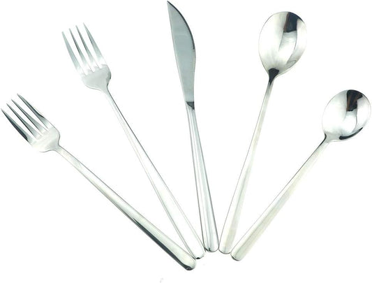 JASHII SUS304 Stainless Steel Flatware Cutlery Set For Home Kitchen Restaurant Hotel, Mirror Polished, 20-Piece Silverware Set for 4, Dishwasher Safe (Full Silver)