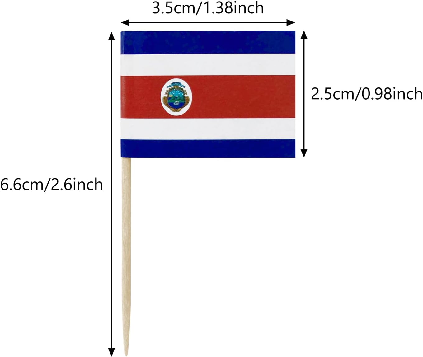 100PCS Costa Rica Flag Costa Rican Small Toothpick Flag Decor Mini Cupcake Toppers Cocktail Picks
