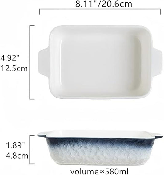 Lavandi Ceramic Bakeware Set, Rectangular and Wide Baking Pans, Oven/Microwave/Dishwasher Safe (Grayish blue, 8 inches)