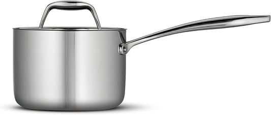Tramontina Signature Tri-Ply Clad Stainless Steel 1.5-Quart Sauce Pan with Lid, Induction-Ready, Dishwasher-Safe, NSF-Certified, Made in Brazil