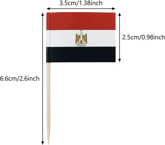 100PCS Egypt Flag Egyptian Small Toothpick Flag Decor Mini Cupcake Toppers Cocktail Food Flags Cocktail Picks