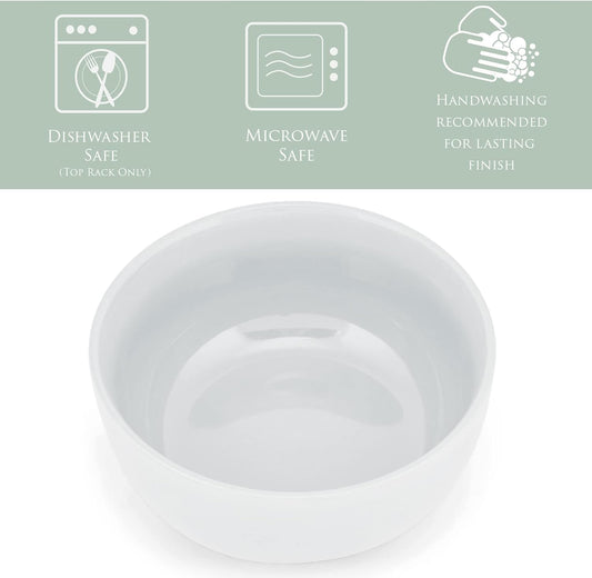 Elanze Designs Bistro Glossy Ceramic 6.5 inch Dinnerware Bowls Set of 4 - Perfect for Everyday uses from Soup, Pasta, Salad, Cereal, Ice cream, Ramen and Pho, White