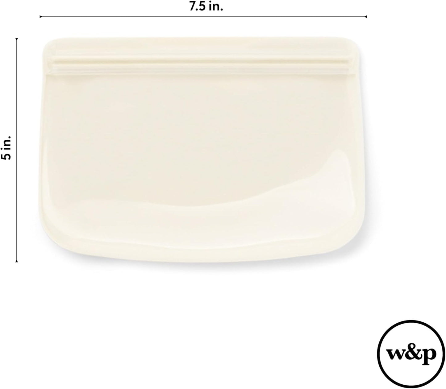 W&P Porter Silicone Reusable Storage Bag, Sandwich (10oz Flat), Cream, Food Storage Container, Microwave and Dishwasher Safe, Easy Cleaning