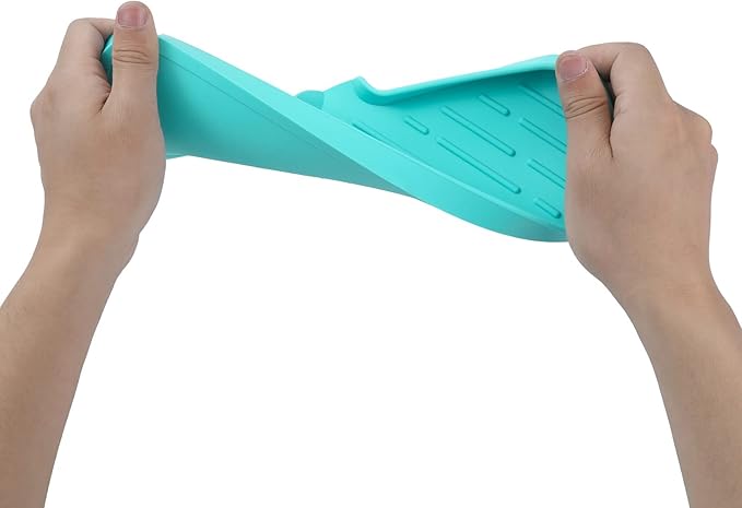 Silicone Bathroom Soap Dishes with Drain Spout-Bathroom and Kitchen Sink Organizer,Sponge Holder,Dish Soap Tray,Perfect for Dispenser,Scrubber,Bottle,Cup on Sink or Counter-Mint 12"×4"