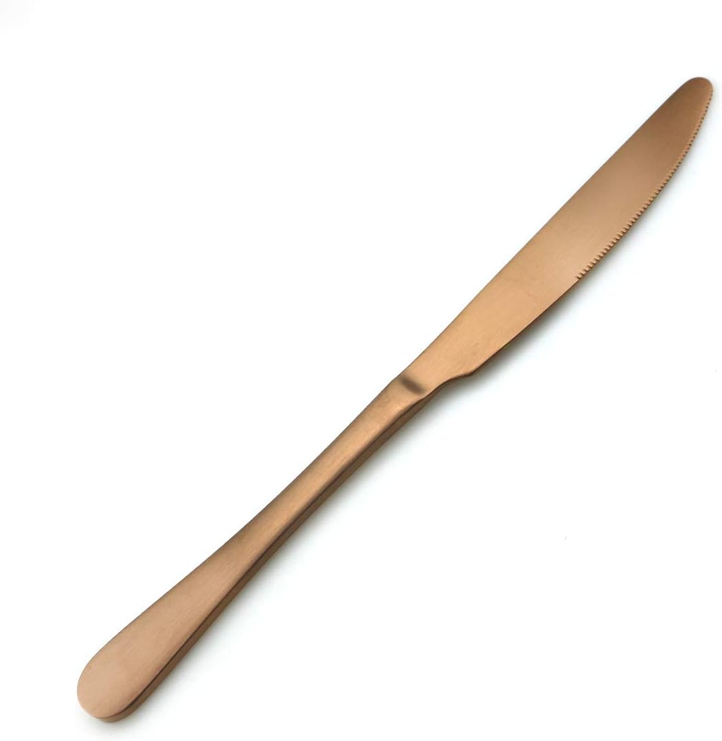 JASHII Modern Royal 5 Pcs Matte Rose Gold 18/10 Stainless Steel Utensils Cutlery Dinnerware Set w/Straw, Knife Fork and Spoon Flatware Set for Wedding Festival Christmas Party Service for 1