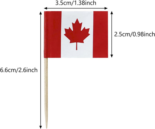100 Pcs Canada Flag Canadian Toothpick Flags, Small Mini Stick Cupcake Toppers Canadian Flags Cocktail Picks