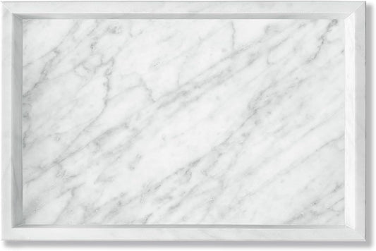 Yew & Tulip Natural Carrara White Marble Vanity Tray, Natural White Marble Serving Tray for Bathroom, Kitchen, Vanity, Home Decor, Wedding etc. (12" x 8" x 1.2")
