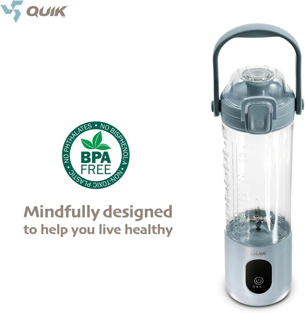 Portable Blender - Cordless 24oz. Personal Blender for Shakes and Smoothies, Licuadora, BPA Free - Ice Crush, Dishwasher safe parts, Waterproof, Triple Batteries, Juicer Cup (Gray)