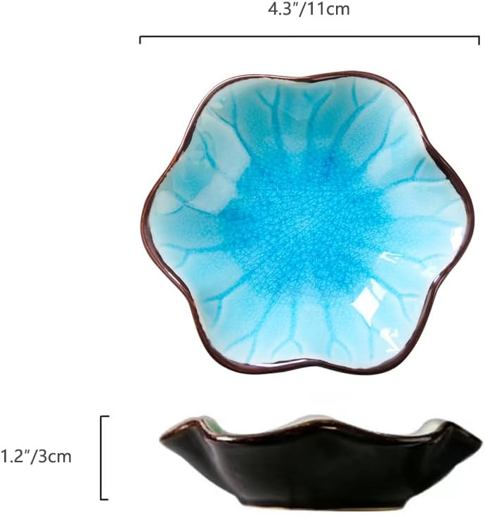 Ice Cracking Leaf Jewelry Dish, Decorative Ring Holder Small Trinket Tray Bowl, Gifts for Daughter Mom Friends, Lake Blue.