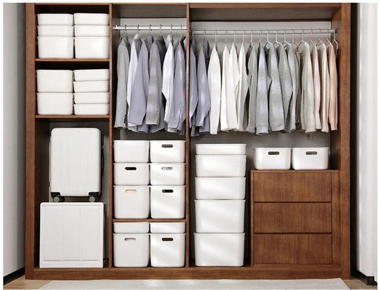 Set Of 6 Plastic Storage Bins With Lids,Versatile Kitchen Pantry Organization and Storage,for Plastic Storage Container Under Bed,Under Sink Bathroom Organizer (White, 4 Medium+2Small)