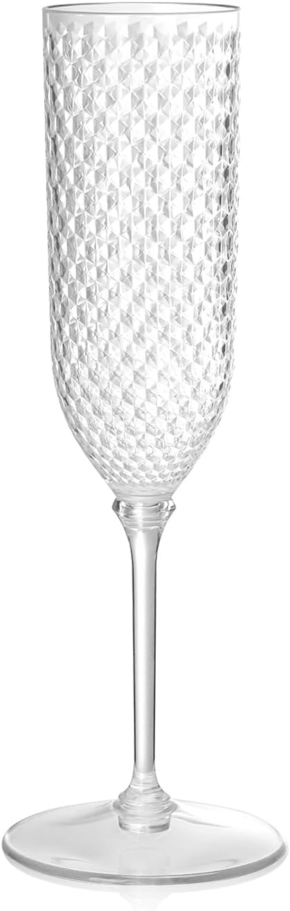 XUWAIDSGN 48 Pack Clear Detachable 2 piece Champagne Flutes 5.5 Oz Unbreakable Plastic Mimosa Disposable Champagne Glasses Drinking Cups Stemmed Reusable Wine Toasting Glasses for Wedding (48, Clear)