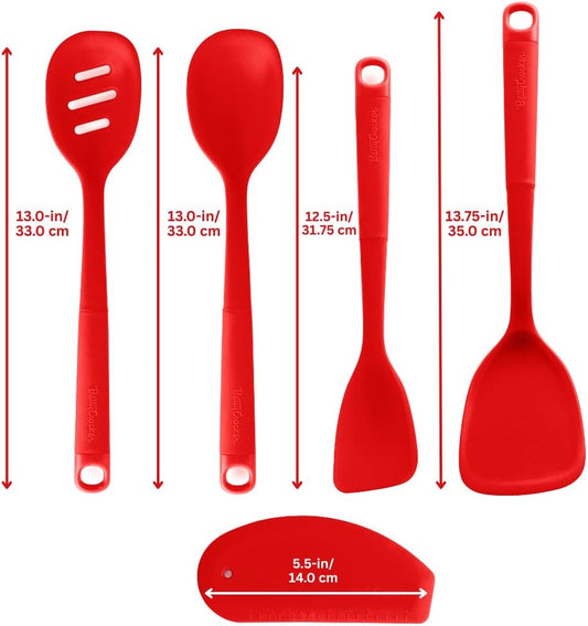 Betty Crocker Silicone Baking/Cooking Utensil Set – Spatula, Spoon, Turner, Scraper. 5-Piece Set, Heat Resistant, BPA Free, Non-Stick, Dishwasher Safe